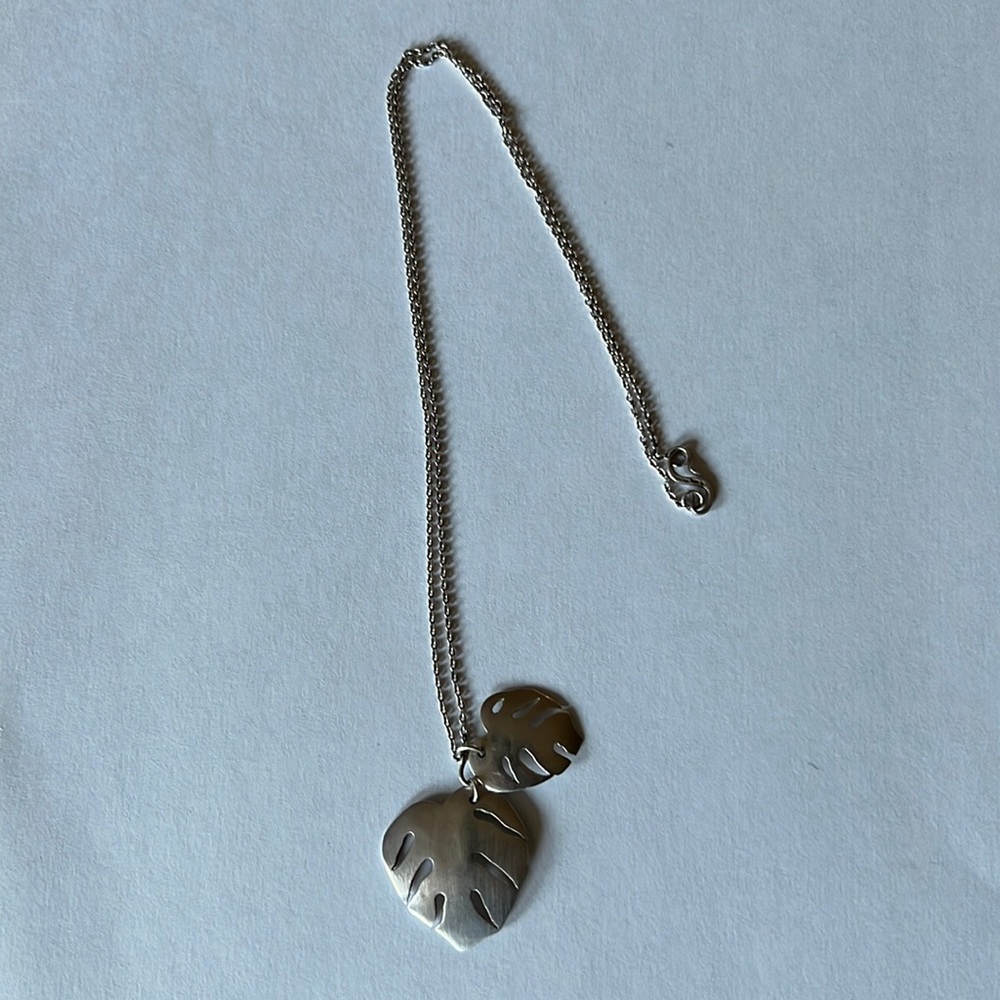 Sterling Silver Leaf Charm Necklace - 20” Chain